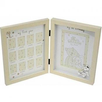 New Baby's 1st Year Photo Frame Silver Teddy