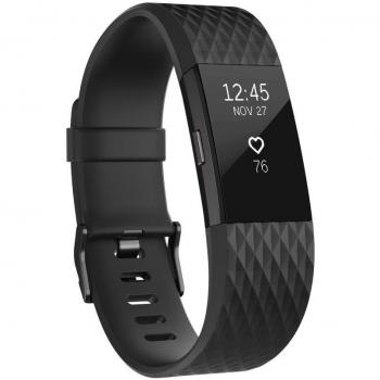 Fitbit Charge 2 Pulsera de Actividad física y Ritmo cardiaco, Unisex Adulto, Negro/Gris Plomo, L