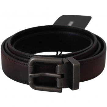 Dolce & Gabbana Solid Brown Leather Gray Buckle Belt - 115 cm / 46 Inches