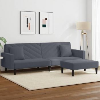 Set de Sofás 2 Piezas con Cojines en Vellón Gris Oscuro