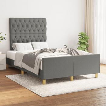 Estructura de cama con cabecero tela gris oscuro 120x190 cm