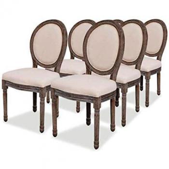 6-Piece Cream Fabric Dining Chair Set