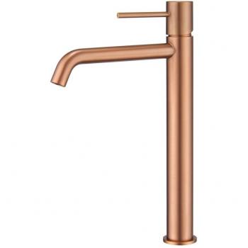 Grifo monomando de lavabo alto Monza en acabado oro rosa cepillado - Imex Products