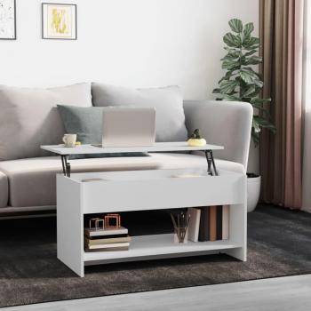 Mesa de salón blanca 102x50x52,5 cm en madera contrachapada multicapa