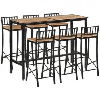 Set mesa alta y taburetes 7 pzas madera maciza mango y metal vidaXL