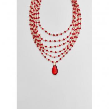 Burgundy Teardrop Cascading Necklace OS