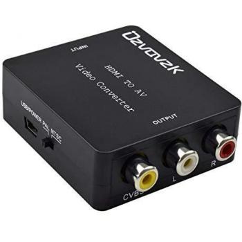 Ozvavzk HDMI a AV,HDMI a RCA Adaptador Compuesto HDMI Audio Vídeo Convertidor Soporte PAL/NTSC Formato de TV Interruptor