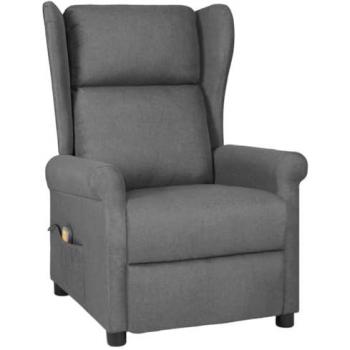 Sillón de masaje en tela gris claro VidaXL, con función de masajes y diseño ergonómico, tapizado en tela suave, estructura resistente, reposabrazos acolchados y opción de reclinación