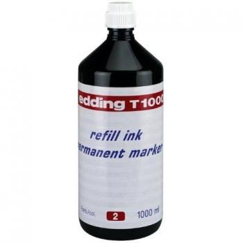 edding T 1000 recambio de tinta para marcadores permanentes - rojo - 1000 ml - con sistema dispensador de gotas, para rellenar rápidamente casi todos los marcadores permanentes edding