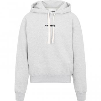 Jil Sander Men's Light Cotton Hoodie with Logo in Grey, Size Small, J47GU0002J20010