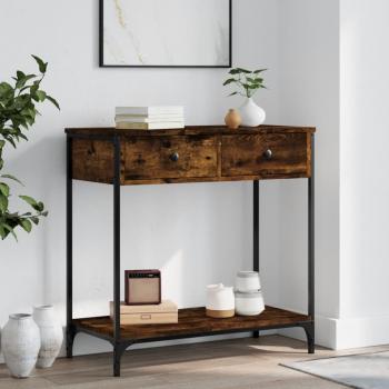 Mesa consola de madera de ingeniería 75x34,5x75 cm en color negro, roble sonoma y roble ahumado, ideal como mesa auxiliar para salón o entrada
