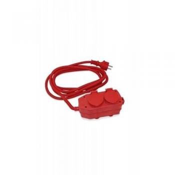 Base Múltiple GSC Evolution 2 Enchufes con Tapa y Cable de 3 Metros - Rojo, Práctica y Segura