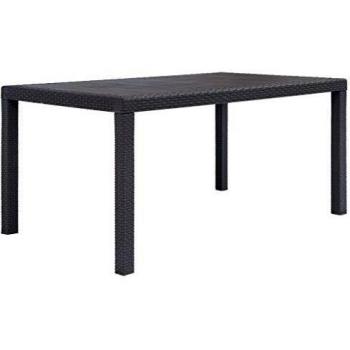 vidaXL Garden Table Brown 150x90x72 cm Plastic Rattan Look