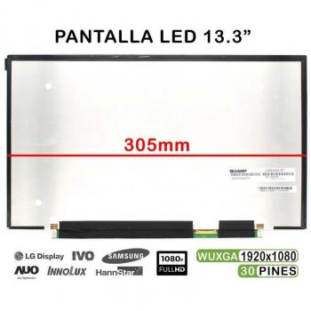 Pantalla LED de 13.3 para Portátil Sharp LQ133M1JW02A FHD 30 Pines 305mm