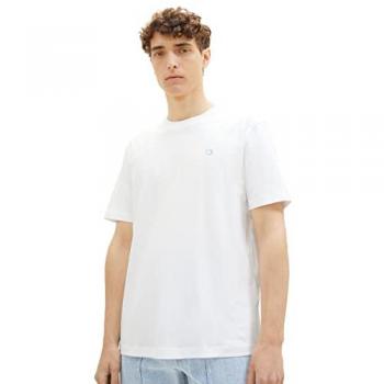 Camiseta Básica de Hombre Tom Tailor de Manga Corta, Color Blanco, Talla S