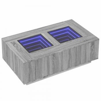 Mesa de centro con Infinity LED gris Sonoma 116x69x40 cm, mesita de Centro, Mesa Auxiliar, Mesa de salón