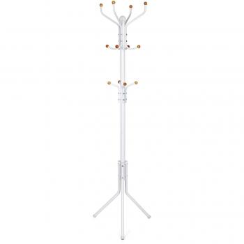 SONGMICS RCR19W - Perchero de Pie Lacado, Colgador Metálico para Ropa, Gorros, Bolsas, 12 Ganchos, 182 cm, Blanco