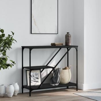 Mesa consola de madera de ingeniería 88,5x30x75 cm en color Negro, Roble Sonoma y Roble ahumado - Mesa de sofá, mesa de entrada para salón, consola de entrada, mueble recibidor y mesita