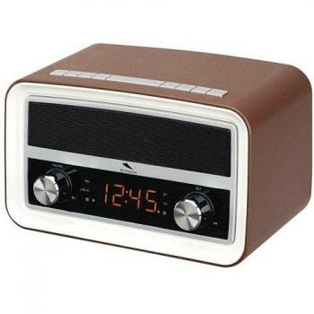 Sytech SY-1658 - Radio reloj y despertador, color marrón