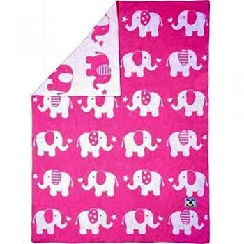 Manta de punto para bebés elefante rosa
