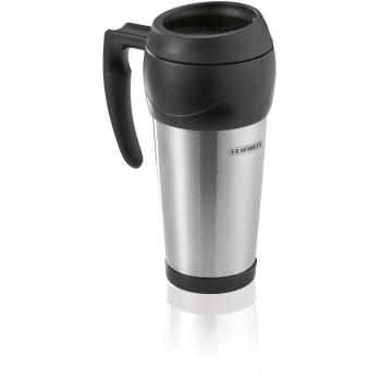 Leifheit 6248-Taza Termo, Capacidad de 500 g, Color Negro, Acero Inoxidable, 9.5x13.5x20 cm