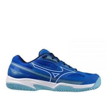 Zapatillas de pádel Mizuno Break Shot 4 CC Azul, modelo 61GC2325, diseñadas para tierra batida, con tecnología de amortiguación y soporte lateral