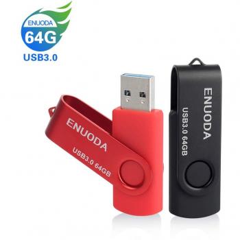 2 Piezas 64GB USB 3.0 ENUODA Pendrive Pivote Memorias Giratoria Plegable Diseño de Cierre