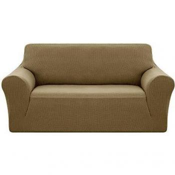 Deconovo Funda para Sofá Cubre de Sillón 2 Plaza Protector Elástica 152 x 83 x 89 cm Lino Amarillo