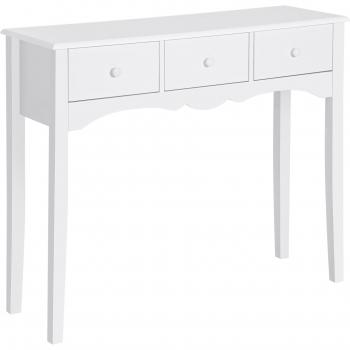 Consola Recibidor Nanma Homcom 3 Cajones Blanco 85X100x32 Cm
