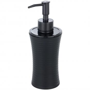 WENKO 19740100 Dispensador de jabón Vetto negro,  0.195 L, Plástico, 8 x 18.6 x 7.1 cm, Negro