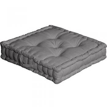 Cojín de Suelo Uni en Puro Algodón - Gris - 50 x 50 x 10 cm