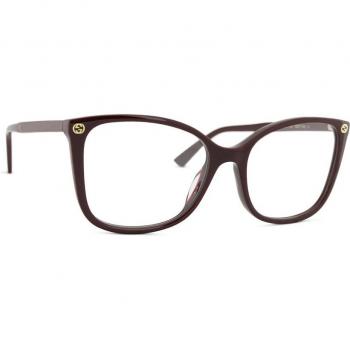 Gafas de mujer Gucci GG0026O 012, diseño mariposa, montura de plástico rojo, tamaño 53mm/17mm/140mm