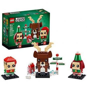 LEGO BrickHeadz 40353 Reno, Elfo y Elfillo Set de Construcción de Decoraciones Navideñas