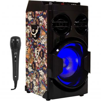 Music Life Altavoz Karaoke con Micrófono 80W USB Bluetooth Radio FM Portátil TF Card Recargable con Mando Luz Disco
