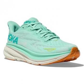 HOKA Women's Clifton 9 Road Running Shoes, Seafoam/Aqua Breeze, Size 8, Blue, Size 9.5 M