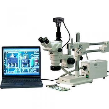 AmScope ZM-4TW3-FOR-18M3 2x-225x Trinocular Boom Stand Microscopio estéreo con zoom + cámara de 18 MP