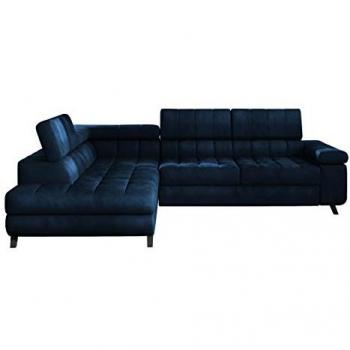 Sofá Rinconero Comfivo 207 Azul con Función de Descanso y Caja de Ropa de Cama, 264x203x73cm