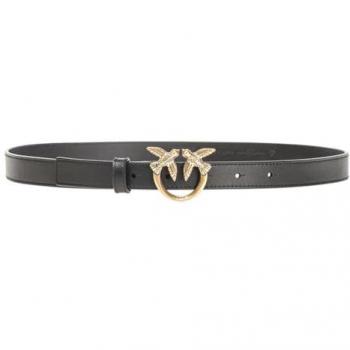 Cinturón de Piel Negra para Dama Pinko Love Berry H2, Talla S con Logo Dorado