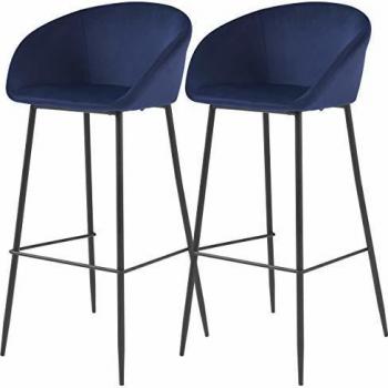 Silla de bar de terciopelo azul 75 cm (juego de 2) - Rendez-Vous Déco
