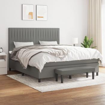 Cama box spring suave con colchón gris oscuro 160x200 cm Tela Vidaxl