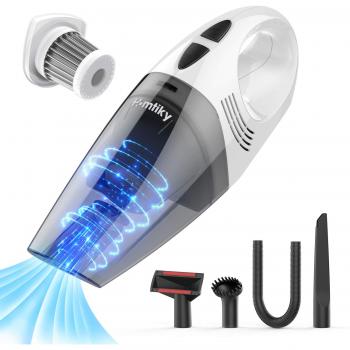 Aspiradora de Mano Sin Cable, 9000Pa Succión ciclónica 2600mAh 100W 30 Min Aspirador de Mano con flitro HEPA de Metal Permanente de Motor Potente para Mascotas, automóvil, la casa y Exteriores Homtiky