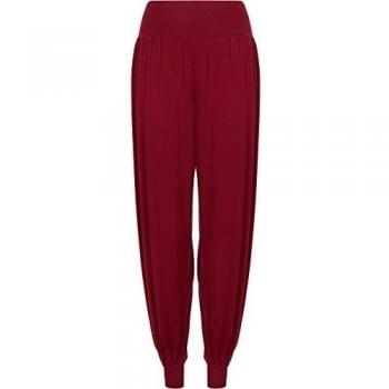WearAll - Mujer Nuevos Pantalones Largos Estilo Harén Con Goma Elástica Tallas - Vino - 40-42