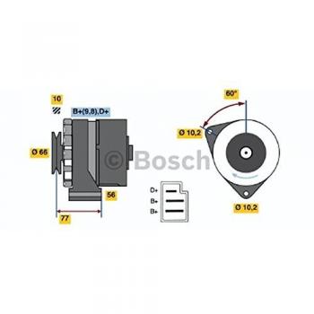 Alternador Bosch 0986031400 - 55 A, 14 V