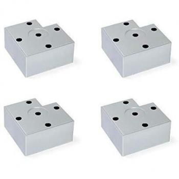 EMUCA Pies para muebles de plástico gris metalizado, Patas para mueble, Lote de 4 pies de altura 45 mm