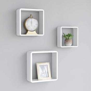 Sonata Cubic Wall Shelves, 3 pcs, White, MDF