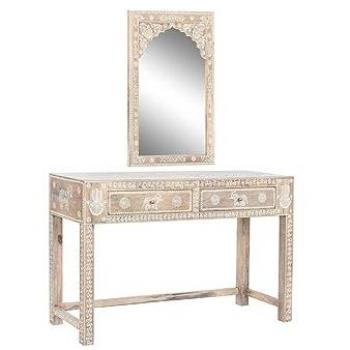 Consola DKD Home Decor Natural Madera de mango con Espejo 117 x 40 x 76 cm