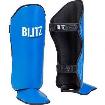 Firepower Leather Competition - Espinilleras de artes marciales, color azul, talla L