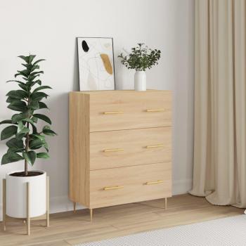 Aparador de madera de ingeniería 69,5x34x90 cm con puertas y cajón, mueble de almacenaje para salón moderno en color roble Sonoma