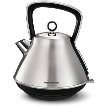 Hervidor de Agua Eléctrico Morphy Richards Evoke 1.5L Acero Inoxidable Cepillado Forma Pirámide