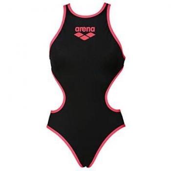 Arena W One Biglogo, disfraz deportivo para mujer, mujer, 001198, Nero/Fluo Rosso, 40